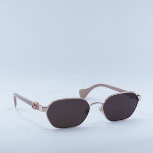 Gucci GG1593S 003 Sunglasses Rose Gold Oval Frame, Dark Violet Lenses